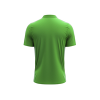 vibrant green short sleeve shirt is displayed from back, showcasing its smooth fabric and simple design. shirt features classic collar and is suitable for casual wear png