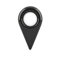 sleek black location pin icon with glossy finish and white center, symbolizing navigation or map markers. design is modern and minimalistic, suitable for digital interfaces png