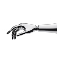 sleek, metallic robotic hand with articulated fingers extends gracefully against plain background, showcasing advanced technology and futuristic design png