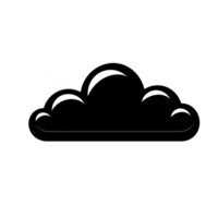 simple black cloud icon with minimalist design, featuring smooth curves and solid fill, set against transparent background. This versatile symbol can represent weather, technology, or abstract png