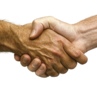 close up image of two hands shaking, symbolizing agreement and partnership. hands are of different skin tones, emphasizing diversity and cooperation png