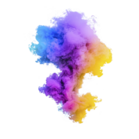 vibrant cloud of colorful smoke swirls in shades of purple, blue, and yellow, creating dynamic and artistic visual effect. abstract formation evokes sense of creativity and imagination png
