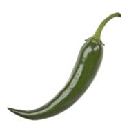 fresh green chili pepper with glossy surface and curved shape, perfect for adding spice to dishes. vibrant color and smooth texture make it visually appealing png