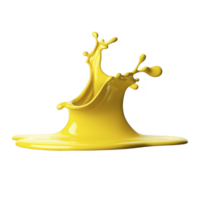 vibrant splash of yellow paint creates energetic and dynamic shape against transparency background, capturing fluid motion and vivid color in striking visual display png