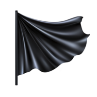 black flag waves gently in wind, its fabric catching light to create subtle sheen. flag dark color and smooth texture evoke sense of mystery and elegance png