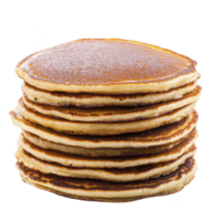 stack of golden brown pancakes is neatly arranged, showcasing their fluffy texture and inviting appearance. pancakes are perfectly cooked, with slight crisp on edges png