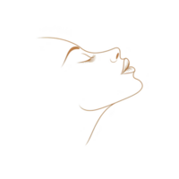 minimalist line art illustration of woman face in profile, featuring elegant lines and serene expression. artwork uses simple color palette to emphasize graceful contours png