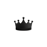 black crown with simple, elegant design is centered transparent background, symbolizing royalty and power. crown features five rounded points, each topped with small sphere, creating classic png