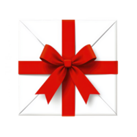 beautifully wrapped gift box with vibrant red ribbon and bow, perfect for special occasions like birthdays or holidays, conveying sense of excitement and anticipation png