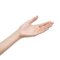 open hand with gentle gesture, palm facing up, isolated on transparency background, symbolizing offering or receiving. skin tone is light, and fingers are relaxed png