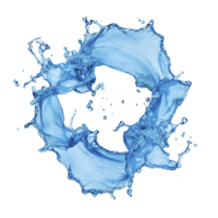 dynamic splash of blue water forms circular shape against transparent background, capturing motion and fluidity. vibrant blue color and energetic movement evoke sense of freshness and vitality png