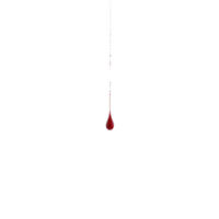single red liquid droplet suspended mid air against transparency background, creating dramatic and mysterious atmosphere. droplet is elongated, with thin trail above it, suggesting motion png