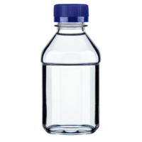 clear plastic bottle with blue cap is displayed against transparency background, showcasing its simple and functional design png