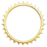 golden circular frame with spiked edges creates striking and elegant design, perfect for decorative purposes or as stylish border. shiny metallic finish adds luxurious touch png