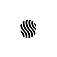 black abstract fingerprint design is centered on transparency background, symbolizing identity and security. minimalist style and wavy lines create modern and sleek appearance png