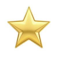shiny golden star with smooth surface and three dimensional appearance, symbolizing excellence and achievement. star is centered on transparency background, creating striking contrast png