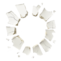 circular padronizar do rachado e quebrado branco gesso peças cria dinâmico e dramático visual efeito, sugerindo impacto ou transformação. irregular arestas e textura adicionar profundidade e interesse png
