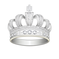 luxurious silver crown ring adorned with sparkling diamonds, featuring intricate detailing and regal design, perfect for making statement png