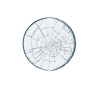 circular peça do vidro com intrincado rachaduras irradiando a partir de Centro, semelhante a aranha rede padrão, isolado em transparência fundo png