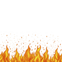 vibrant illustration of orange and yellow flames with glowing embers rising against transparency background, creating dynamic and intense visual effect png