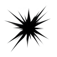 black starburst shape with sharp, jagged edges radiates outward, creating dynamic and energetic visual effect. design is bold and striking, suitable for graphic design or artistic projects png