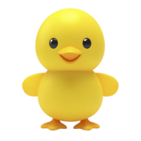 cute, cartoon style yellow duckling with round body and cheerful expression stands against transparency background, showcasing its bright and playful design png