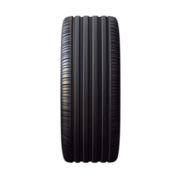 black car tire with sleek, modern tread pattern is shown against transparency background. tire design emphasizes durability and performance, suitable for various road conditions png