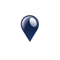 glossy blue map pin icon with reflective surface, symbolizing location or navigation. pin is isolated on transparency background, emphasizing its sleek and modern design png