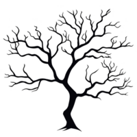 silhouette of leafless tree with intricate branches creates stark and dramatic image. evoking sense of solitude and resilience png