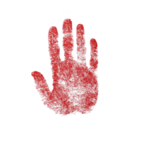 red handprint on transparency background symbolizes bold and striking visual. handprint is detailed, with visible texture, creating sense of urgency or warning png