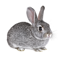 cute gray rabbit with soft fur and large ears sits calmly, showcasing its gentle nature. rabbit whiskers are prominent, adding to its adorable appearance png
