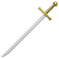 brillante medieval espada con dorado empuñadura y largo, agudo cuchilla, Perfecto para caballero. espada elegante diseño y reluciente terminar evocar sentido de aventuras y valor png