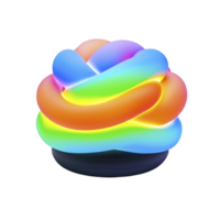 vibrant, multicolored knot sculpture with glossy finish, showcasing spectrum of colors in seamless loop. abstract design is visually striking and modern png