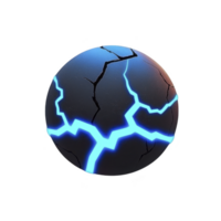 cracked sphere with glowing blue lines creates futuristic and mysterious appearance, suggesting energy or power. dark surface contrasts with vibrant light, enhancing dramatic effect png