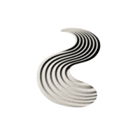 wavy, abstract black and white striped pattern creates dynamic, flowing shape against plain background, evoking sense of movement and modern design png
