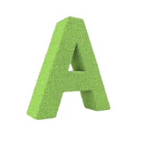 3D letter covered in green grass texture, creating natural and eco friendly appearance. vibrant color and texture give it lively and fresh look, ideal for nature themed designs png