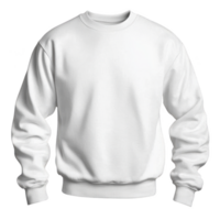 plain white sweatshirt with classic crew neck design is displayed against transparent background, showcasing its simple and versatile style png