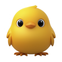 cute, round yellow cartoon chick with big eyes and small beak stands adorably, conveying sense of innocence and playfulness. Its fluffy appearance adds to its charm png
