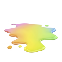 vibrant, multicolored liquid splash with glossy surface, blending hues of pink, yellow, green, and blue, creating rainbow effect. fluid shape is irregular and dynamic png