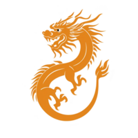 orange dragon illustration with intricate details and fierce expression, set against transparency background, showcasing mythical and cultural symbolism png