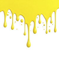 Yellow paint drips down against transparency background, creating vibrant and artistic contrast. glossy texture and fluid motion add dynamic and creative feel to image png