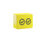 bright yellow rectangular block features two bold check marks, symbolizing approval or completion. minimalist design and vibrant color convey sense of positivity and success png