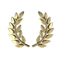 Golden laurel wreath symbolizing victory and achievement, with shiny leaves arranged in symmetrical pattern. elegant design evokes sense of honor and prestige png
