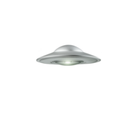 sleek, metallic UFO shaped object with glowing center, floating against plain background, evokes sense of mystery and intrigue png
