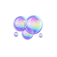 Colorful iridescent bubbles floating against transparency background, showcasing spectrum of colors and glossy surface. bubbles appear delicate and translucent, creating whimsical and playful png