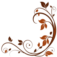 decorative corner design with swirling brown vines and leaves, perfect for adding elegant touch to invitations or stationery. intricate pattern creates warm, natural feel png