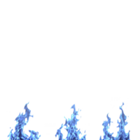 Blue flames dance at bottom of image against transparency background, creating dynamic and intense visual effect. vibrant blue color of fire adds sense of energy and mystique png
