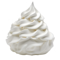 swirl of creamy, smooth whipped cream is artfully arranged soft peak, showcasing its fluffy texture and inviting appearance. white, airy dessert topping is perfect for adding touch of sweetness png
