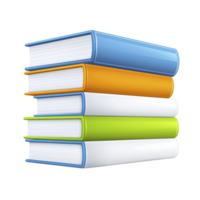 stack of colorful books with blue, orange, white, and green covers is neatly arranged, symbolizing knowledge and education. vibrant colors create cheerful and inviting atmosphere png