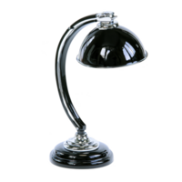 sleek, modern desk lamp with shiny chrome finish and curved arm design, perfect for adding touch of elegance to any workspace png